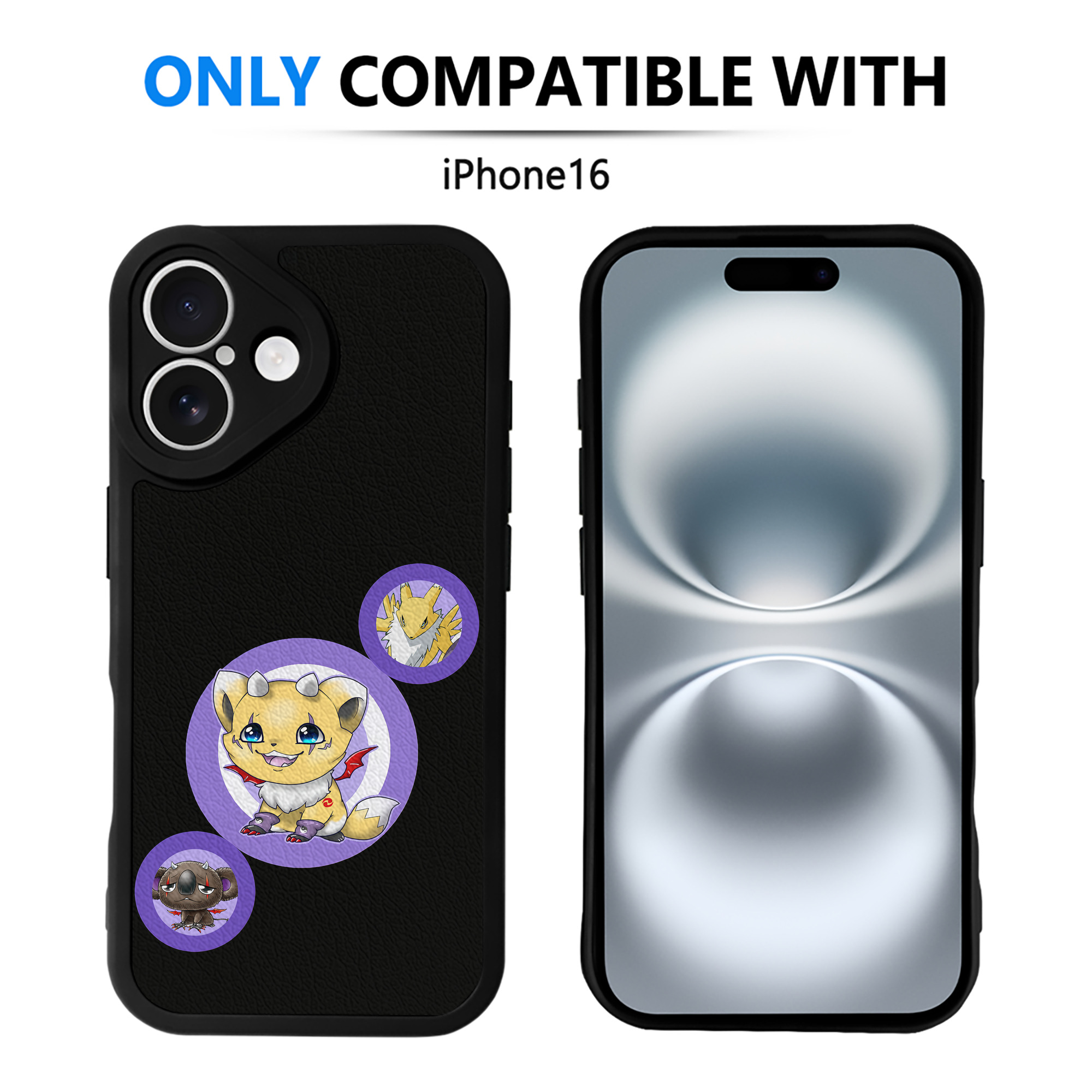 （画像用） Digimon デジタルモンスター/デジモン 【iPhone 16シリーズ対応】シリコンスマホケース（レザー調） 材質：シリコン